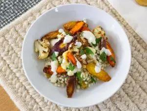 Bev Weidner, Roasted Cauliflower, Cauliflower, Couscous, Vegetables, Carrots, Mom Wins, Food Network, Dinner, Lunch, Easy Weeknight, Kids