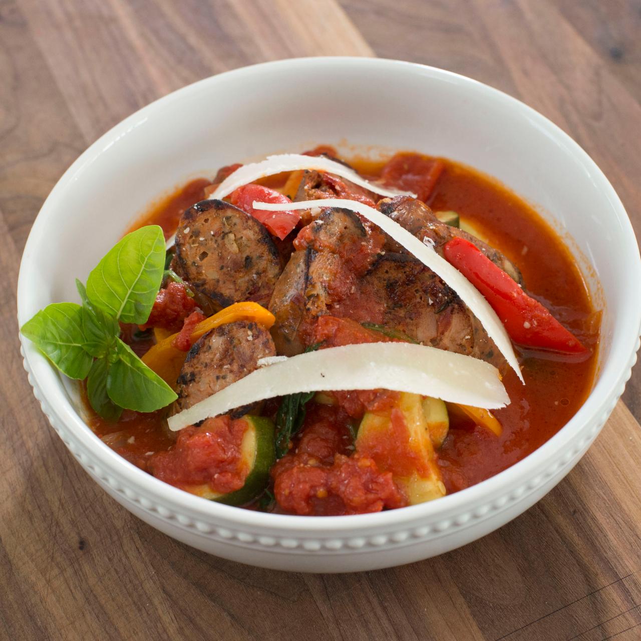 Italian Sausages in Tomato Sauce with Cheesy Polenta Recipe, Eddie Jackson