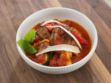 Italian Sausages in Tomato Sauce with Cheesy Polenta