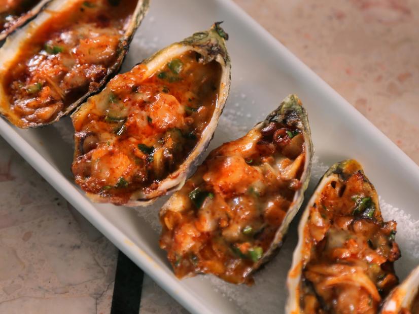 Grilled Stuffed Oysters as Served at Jarocho Authentic Mexican Seafood in Kansas City, Kansas, as seen on Diners, Drive-Ins and Dives, Season 30.