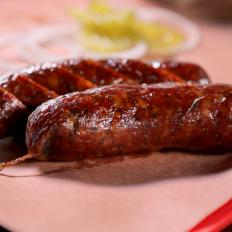 The Smoked Sausage as Served at Desert Oak Barbecue in El Paso, Texas, as seen on Diners, Drive-Ins and Dives, Season 30.