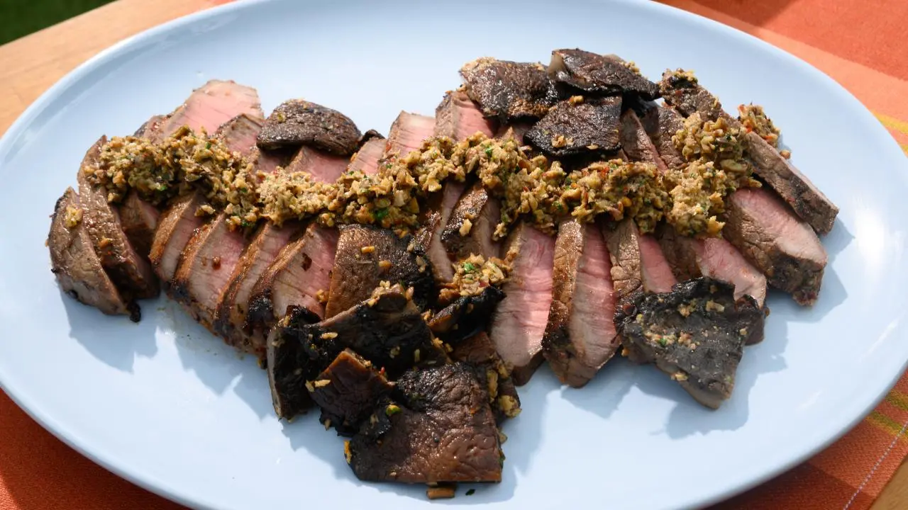 Sunny's Grilled London Broil and Portobello Mushrooms