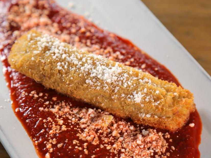 The Organic Crunchy Chicken Tamale as Served at Joseph's Culinary Pub in Santa Fe, New Mexico, as seen on Diners, Drive-Ins and Dives, Season 30.