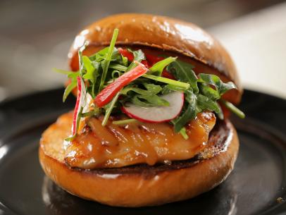 The Misoyaki Fish Burger as Served at Kenji Burger in Kapaa, Hawaii, as seen on Diners, Drive-Ins and Dives, Season 30.