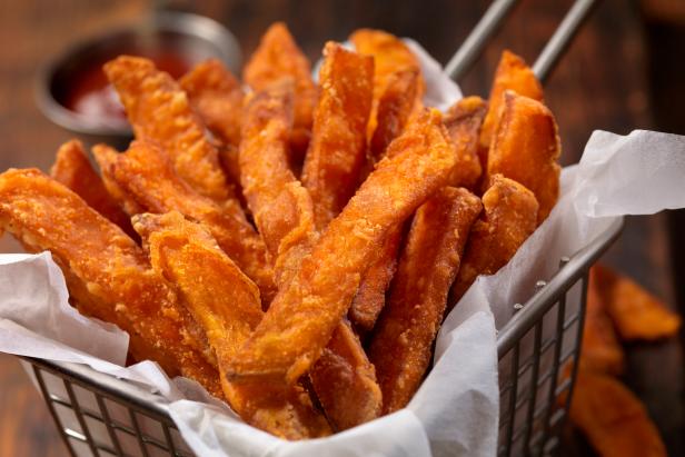 Sweet Potato French Fries with Ketchup - Photographed on Hasselblad H3D2-39mb Camera