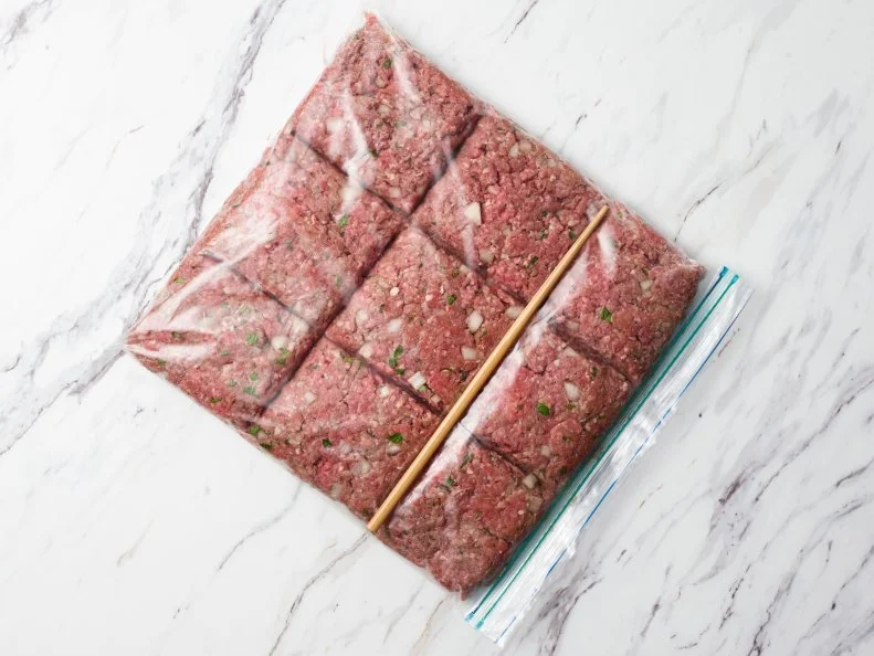 Food Network Kitchen’s TESTED COOKING HACKS GALLERY - Use Chopsticks to Portion Burgers, as seen on Food Network.