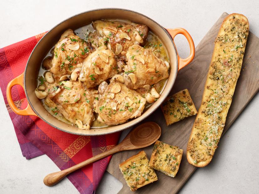 Food Network Kitchen’s Chicken with 40 Cloves of Garlic, as seen on Food Network.