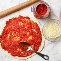 Food Network Kitchen’s Fresh Tomato Pizza Sauce, as seen on Food Network.
