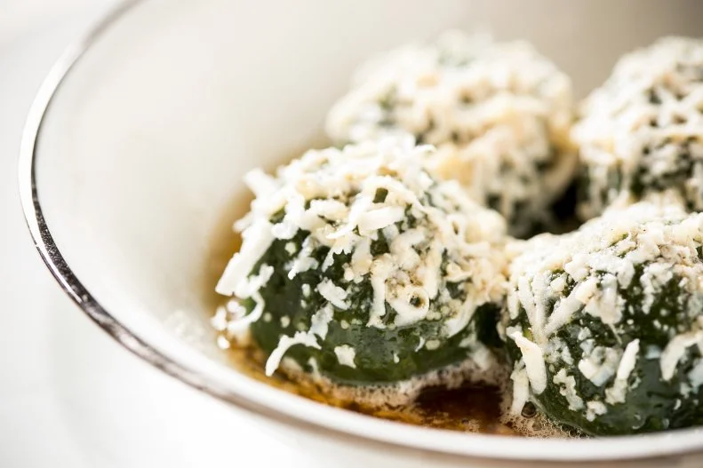 When James Beard Award winner Marc Vetri was eating around Italy in the mid-1990s, he noticed an abundance of vegetable-based gnocchi — carrot gnocchi, beet gnocchi, squash gnocchi, essentially an entire rainbow of hand-rolled dumplings. So, when he came back to the US and opened Vetri Cucina that was one of the first dishes on the menu. Though it’s changed in size (they used to be the size of a meatball) and, occasionally, ingredients (spinach has been the most regular), it’s still on the menu decades later. These days, it features Swiss chard, pureed and mixed with grated Grana Padano cheese, egg, bread crumbs and seasoning to make the dough. Those verdant orbs are cooked, then served with brown butter and freshly grated Parmigiano-Reggiano and shaved ricotta salata.