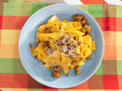 Sunny Anderson makes Quick Bolognese with Pappardelle in The Kitchen's first Pasta Drop Challenge, as seen on Food Network's The Kitchen