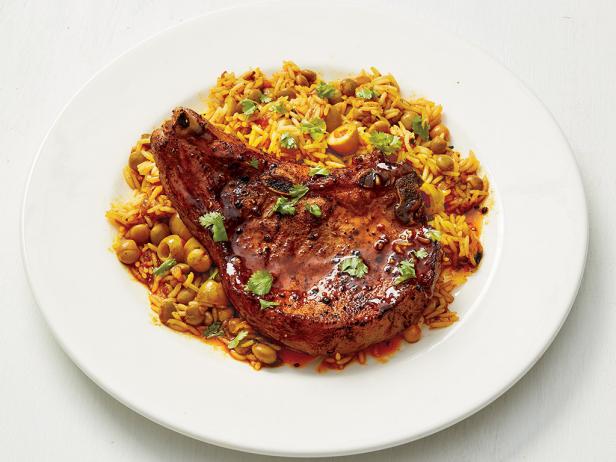 Pork Loin Chops with Spanish Rice in the Instant Pot