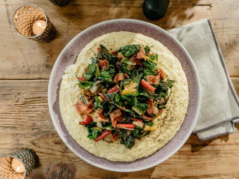 Creamy Polenta with Crispy Bacon and Chard