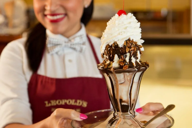 Since 1919 this Savannah institution has been serving up ice cream with the same recipe. And when in Georgia, it only makes sense to order a sundae with local pecans on it. The chocolate nut sundae here fills the bill with a classic sundae build: vanilla ice cream, chocolate syrup, whipped cream, a cherry and those prized pecans.
