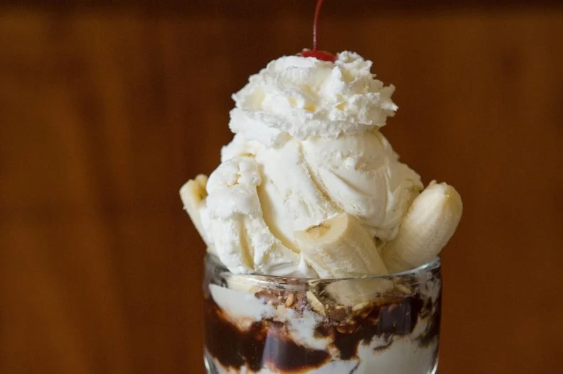 Some people head to Fenton’s for its famous crab sandwich, but the sundaes are where it’s at. Everything is made on-site; the kitchen uses cream from Crystal creamery in Modesto as well as Madagascar vanilla in the vanilla ice cream, and iconic Guittard chocolate in the hot fudge. Even their almonds are roasted specifically for Fenton's. One of the most-famous sundaes here is the Fudgeanna: Hot fudge and a whole banana are layered between two scoops of ice cream and then topped with whipped cream, those special almonds and a maraschino cherry.