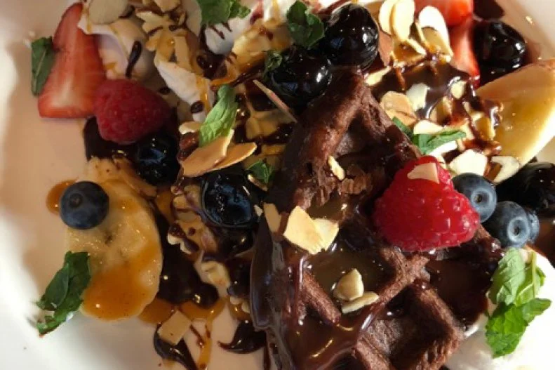 This Park City spot fills up hungry skiers and locals with its creative takes on American food, including the dessert menu. The Sundae Nachos, composed of fluffy chocolate waffles, bananas, fresh berries, pizzelle cookies, coconut almond ice cream, hot fudge, caramel sauce, almonds and whipped cream, are a fine ending to a dinner but could also be a decadent breakfast.