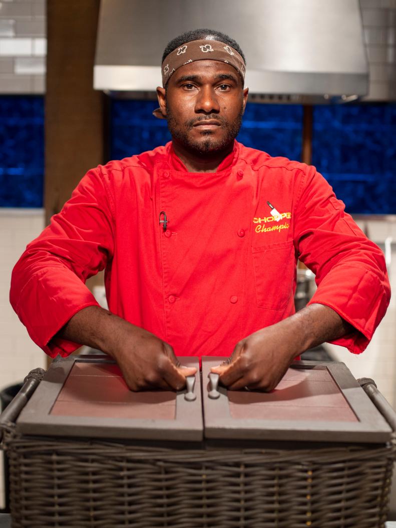 Contestant Gregory Headen during the Champions Tournament, as seen on Chopped, Season 45.
