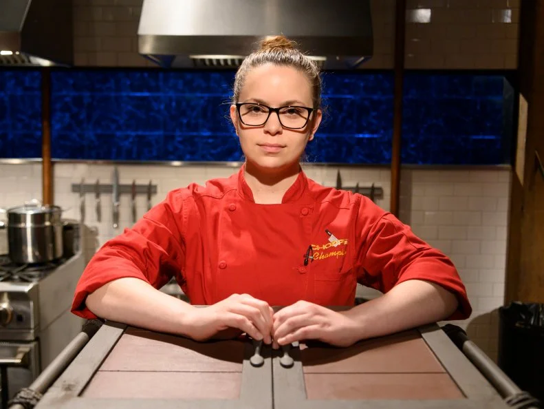 Contestant Kristina Wisneski during the Champions Tournament, as seen on Chopped, Season 45.