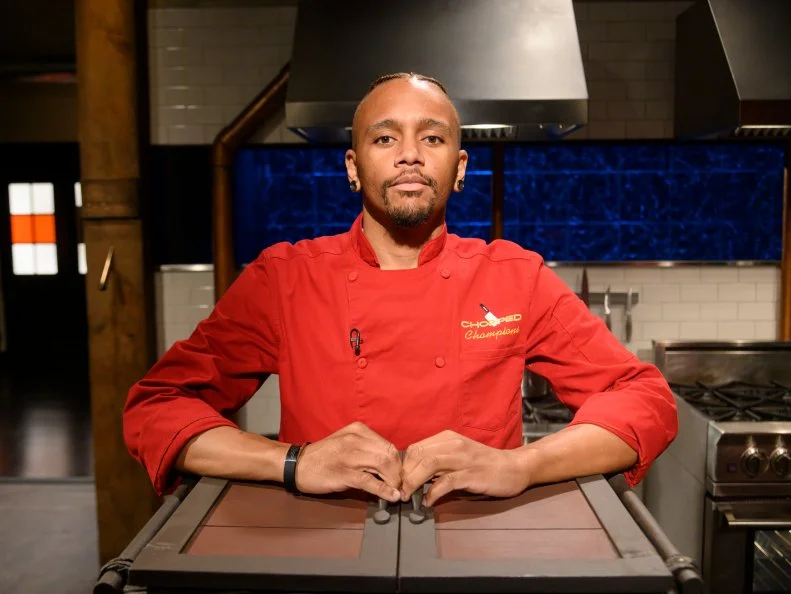 Contestant Raashad Armstead during the Champions Tournament, as seen on Chopped, Season 45.