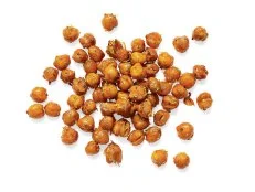 Drain two 15-ounce cans chickpeas; pat dry. Toss with 2 tablespoons olive oil and 1 teaspoon kosher salt. Spread on 2 baking sheets and roast at 400˚ until crispy, about 40 minutes. Heat 1 1/2 tablespoons olive oil with the zest of 1 lemon and 1/2 teaspoon dried oregano in a skillet over low heat, 1 minute. Toss with the chickpeas; season with salt.