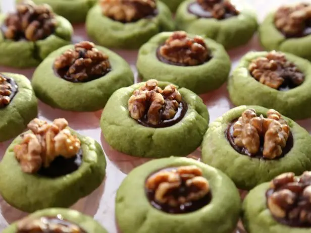 Matcha Thumbprint Cookies with Chocolate and Walnuts Recipe | Valerie Bertinelli | Food Network