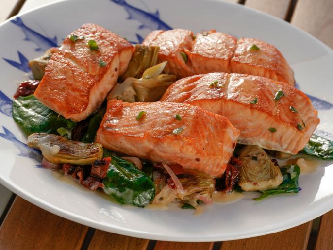 Pan-Seared Salmon with Artichokes and White Wine Recipe | Giada De ...