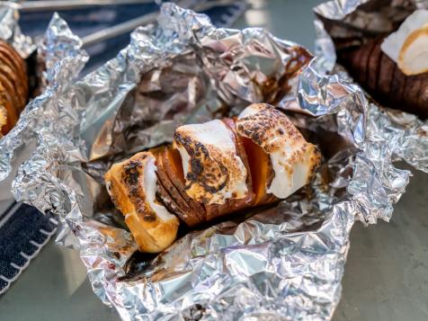 Hasselback Sweet Potatoes with Roasted Marshmallows