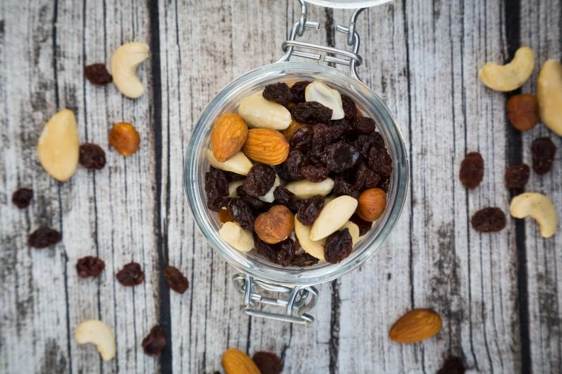 This munchable mixture of nuts, seeds and dried fruit is a perfect snack to keep an afternoon energy slump at bay. But the high fat ingredients will sit in your stomach like a rock if not given ample time to break down. 