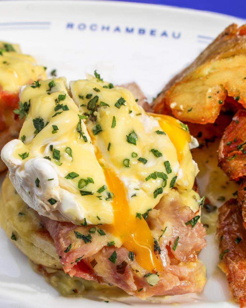 Bursting onto in late 2019, <a target="_blank" href="https://rochambeauboston.com/">Rochambeau</a>, a two-story French-inspired brasserie and café in the Back Bay, serves a weekend brunch menu with classics such as an exquisite croque madame, with ham, gruyere and bechamel on brioche, adorned with a sunny-side-up egg and served with a side of pommes frites, as well as more modern dishes, like a breakfast flatbread, topped with scrambled eggs, hollandaise and bacon. Whatever you do, don’t leave without ordering the addictive glazed cinnamon skillet bread, served with almond-honey butter, which is an impossible-to-stop-eating delight. Tip: There’s a gluten-free brunch menu available, too. Just ask.