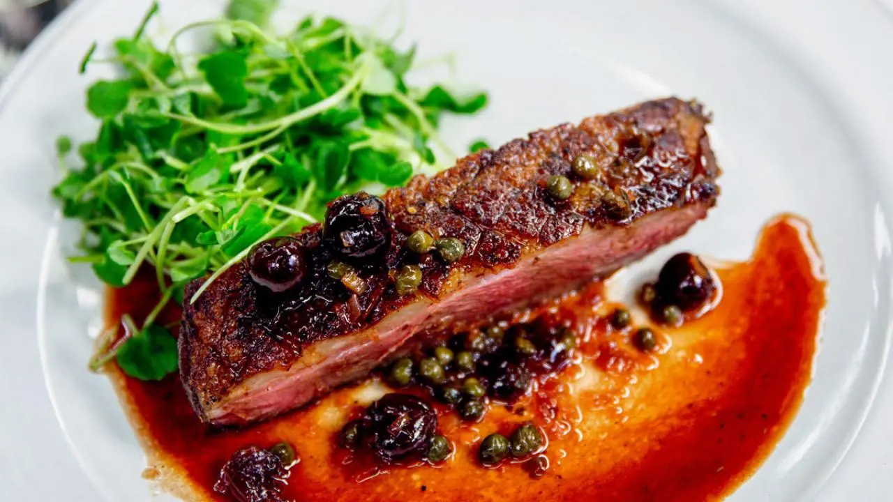Crispy Duck Breast with Caper-Cherry Sauce Recipe | Geoffrey