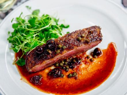 Crispy Duck Breast with Caper-Cherry Sauce Recipe | Geoffrey Zakarian ...