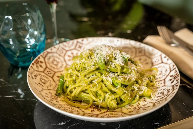 Tucked outside central Vegas in Summerlin, La Strega is a bright Italian escape, with exceptional pastas, including clam-studded linguine, and bright bucatini tossed with chunky potatoes and greens in fragrant dandelion pesto. Start with a prosciutto di parma pizza pie with horseradish cream and zesty balsamic.