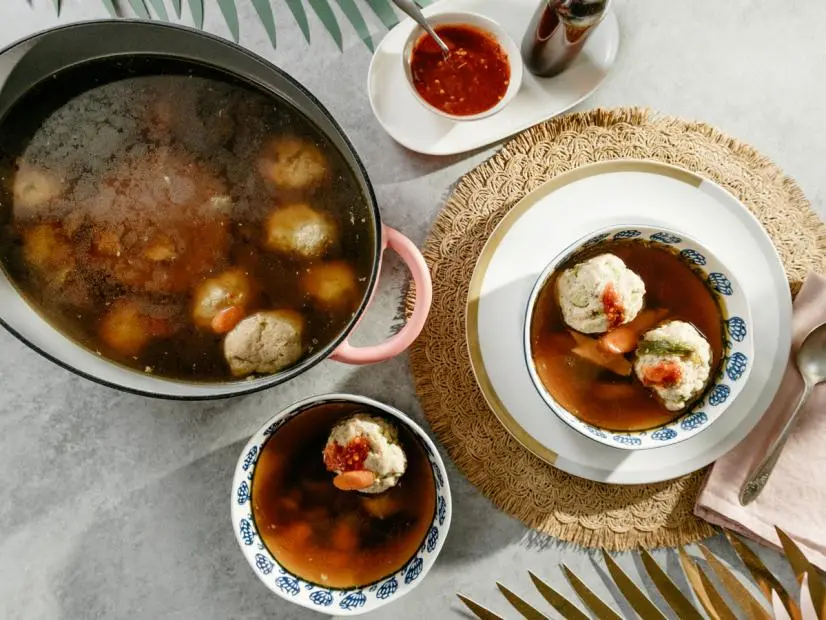 scallion and ginger matzo ball soup from Girl Meets Farm