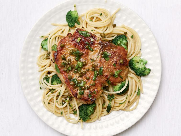 Pork Chop Piccata with Spaghetti Recipe | Food Network Kitchen | Food ...
