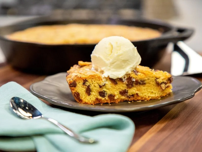Ultimate Skillet Chocolate Chip Cookie Beauty, as seen on Food Network Kitchen Live.