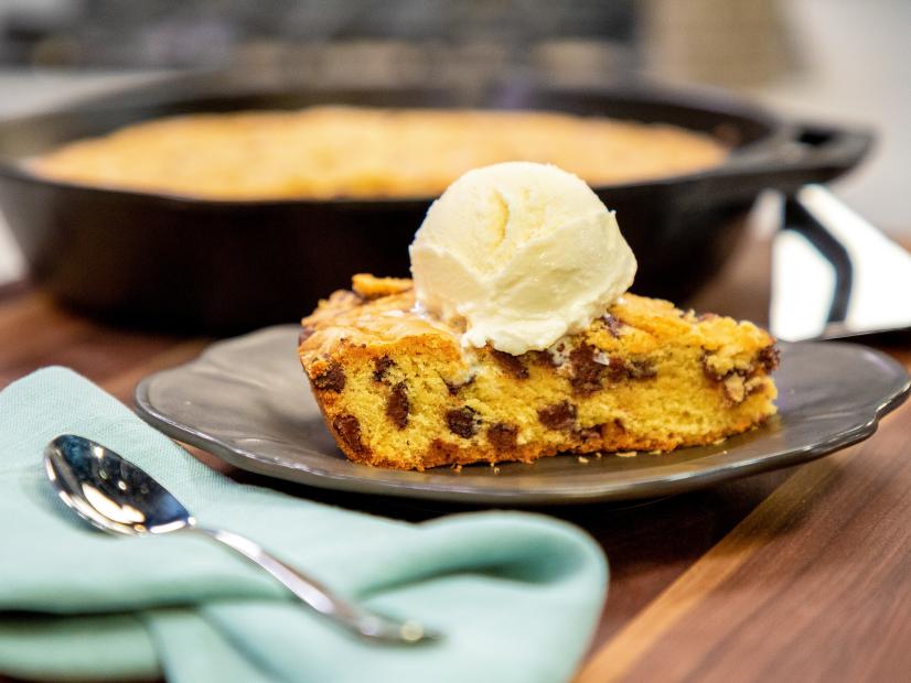 Ultimate Skillet Chocolate Chip Cookie Beauty, as seen on Food Network Kitchen Live.