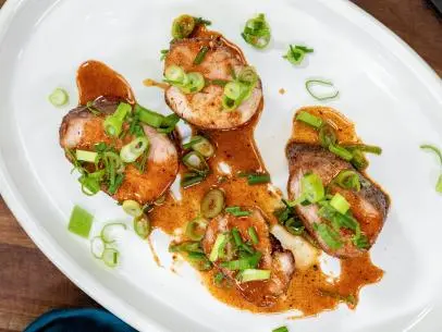 Pan Roasted Pork Tenderloin with Ancho Honey Glaze beauty, as seen on Food Network Kitchen Live.