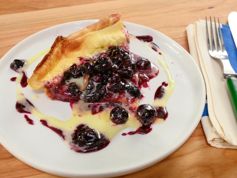 A Dutch Baby with Lemon Curd and Blueberry Syrup, as seen on Food Network Kitchen Live.