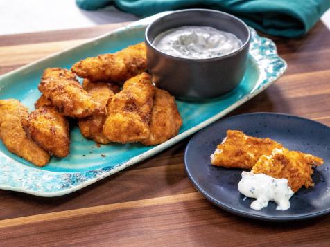 "Fried" Chicken Fingers with Herbed Ranch Dip