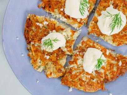 Michael Symon features Crispy Potato Horseradish Cakes, as seen on Food Network Kitchen Live.