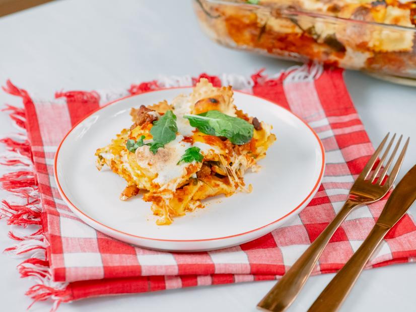Justin Chapple features Ravioli Lasagna with Arugula, as seen on Food Network Kitchen Live.