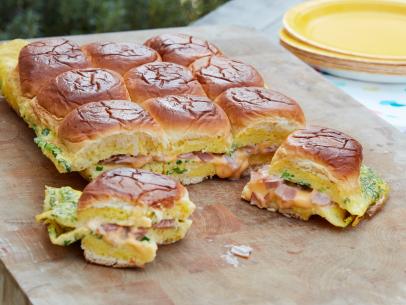 Food Network Kitchen’s Grilled Ham, Egg and Cheese Breakfast Sandwiches for a Crowd.