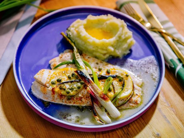 Sunny's Easy Baked Lemon Sole and Spring Onions image