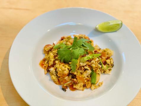 Crispy Rice with Broccoli, Bacon, Cashews and Egg