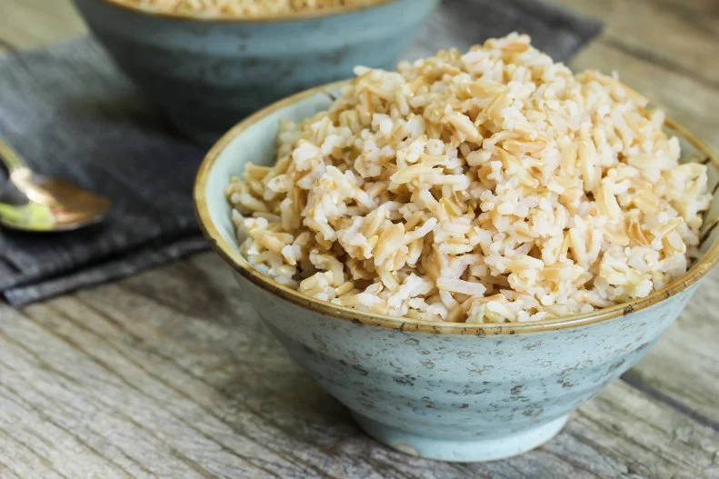 Brown rice is another high fiber, slow digesting food. Rice contains insoluble fiber – having a balance of both soluble and insoluble can help optimize regular digestion.