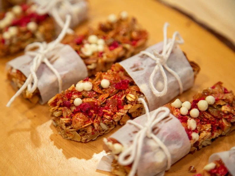 Molly's preheat - MOLLY:  G.O.R.P. - Good Ol' Raspberries and Pepita Bar, as seen on Spring Baking Championship, Season 6.