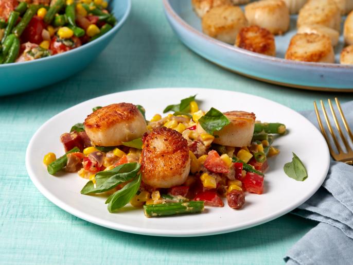 Seared Scallops with Creamy Summer Succotash Recipe Food Network