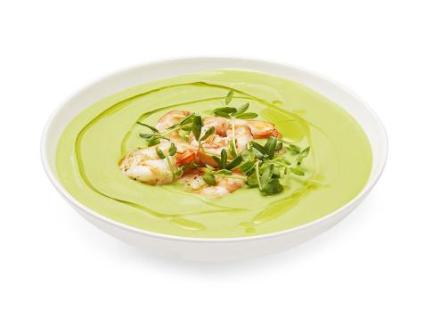 Chilled Avocado Soup with Shrimp