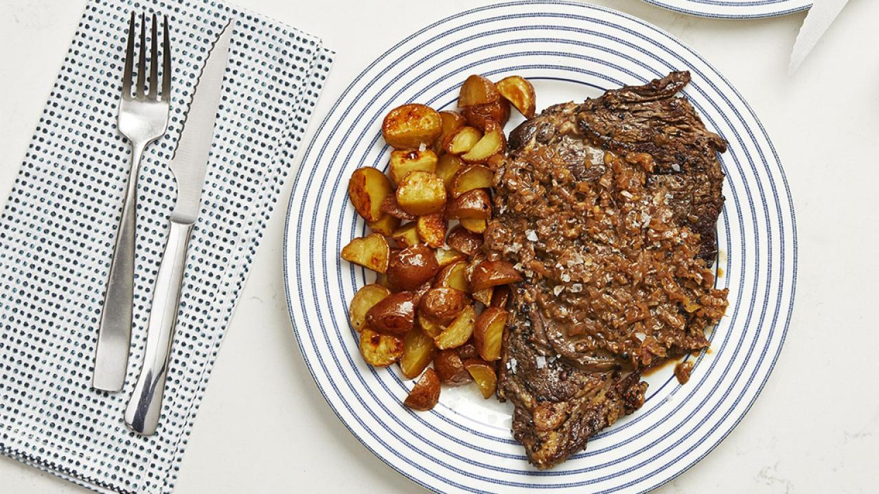 Steak Au Poivre with Roasted Rosemary Potatoes Recipe