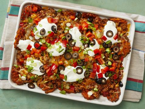 Waffle Fry Nachos with Chili