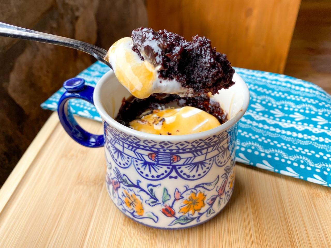 The Ultimate Gooey Caramel Brownie Mug Cake Sundae - Willow Bird